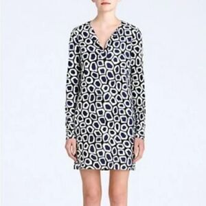 DVF Reina Long Sleeve Dress Stone Leopard